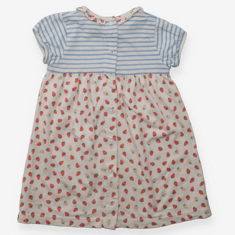 Dress short sleeves blue and white striped strawbe