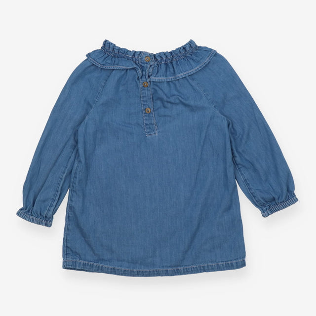 Top Long Sleeve Collared Chambray