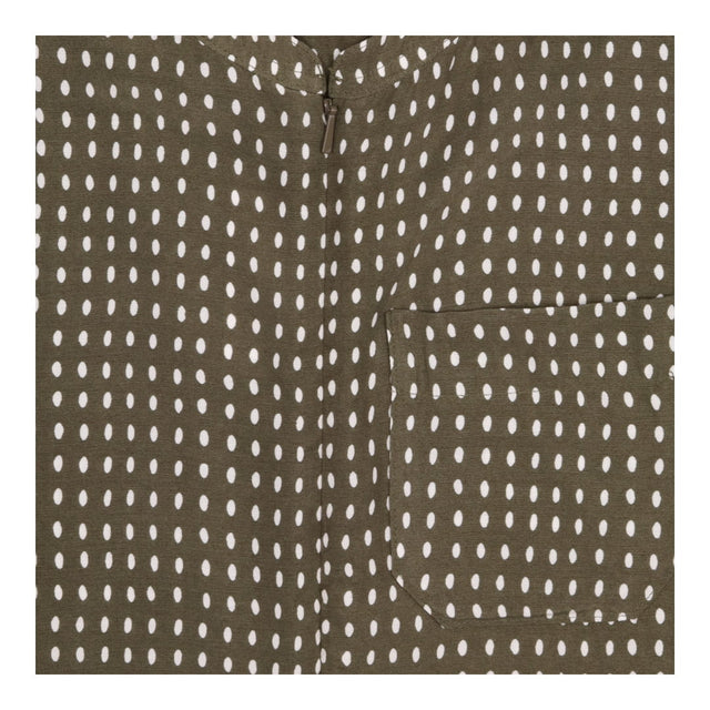 Jumpsuit Khaki Oval Spot Sleeveless Wide Leg