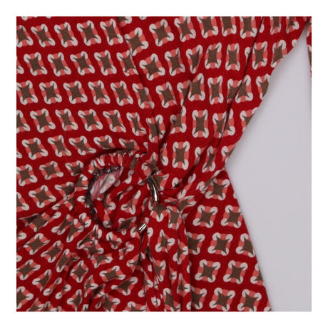 Red & Brown Diamond Print Collared Jersey Wrap Dre