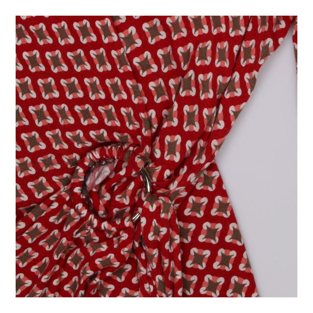 Red & Brown Diamond Print Collared Jersey Wrap Dre