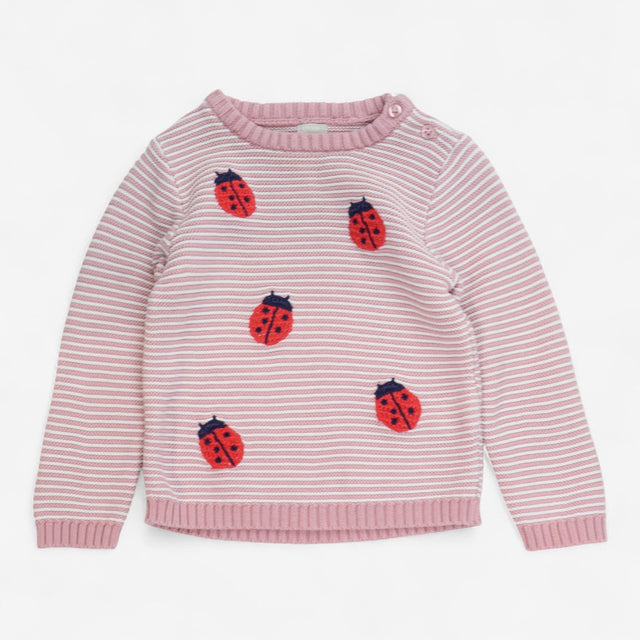 Pink knit jumper ladybirds 