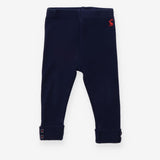 Navy Ribbed Leggings with Buttons