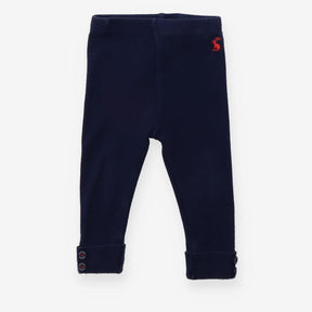 Navy Ribbed Leggings with Buttons