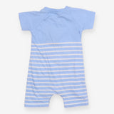 Romper Blue Stripe Whale in Rubber Ring Applique