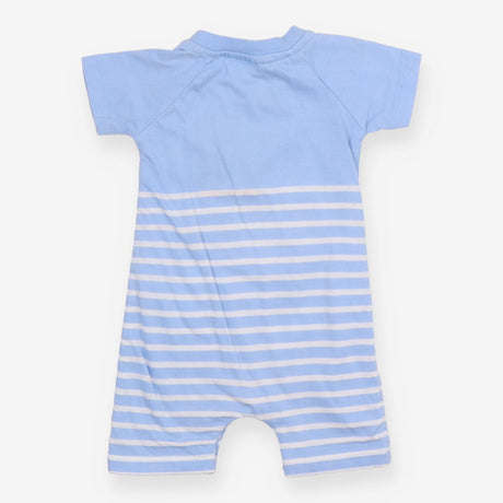 Romper Blue Stripe Whale in Rubber Ring Applique
