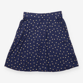Midi Skirt Navy Blue Gold Metallic Polka Dot