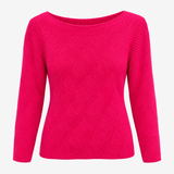Cable Knit Boat Neck Jumper Hot Pink