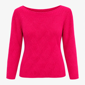 Cable Knit Boat Neck Jumper Hot Pink