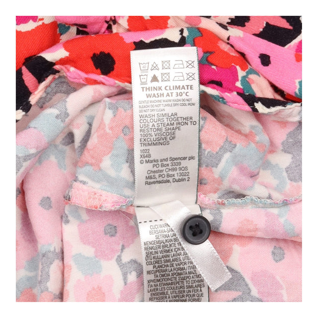 Midi Dress Pink Red Floral Print Button Front Tier