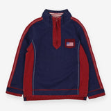 Wash Out Sweater Navy and Red Half Zip Sweater 