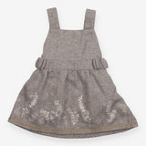 Grey Knit Pinafore Dress with Flowers