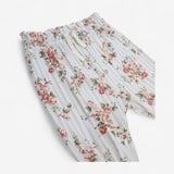 Trousers Paperbag Waist Blue Stripe with Pink Rose