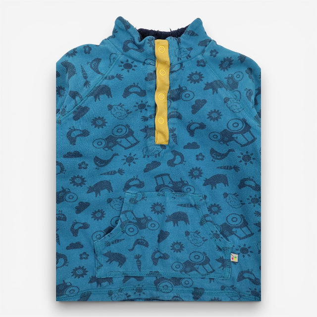 Snuggle Fleece Blue with Farmyard Print