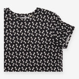 Boden Black White Ditsy Floral Short Sleeve Crew N