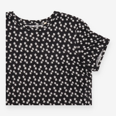 Boden Black White Ditsy Floral Short Sleeve Crew N