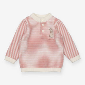 Knit sweater pink stripe flopsy