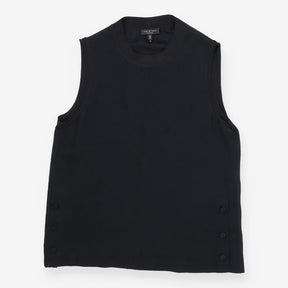 rag & bone Silk Shell Top Black Sleeveless Mock Ne