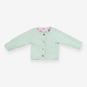 Reversible jacket floral green and white check
