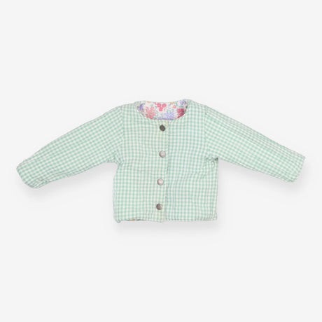 Reversible jacket floral green and white check