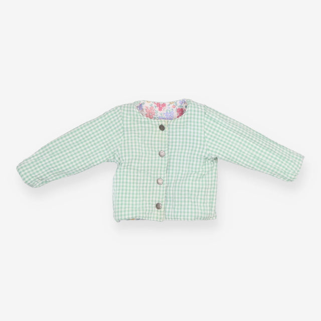 Reversible jacket floral green and white check