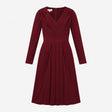 Burgundy Wine Red V-Neck Pleated Wrap Front Long S