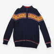Knit navy 1/4 zip sweater tiger fair isle