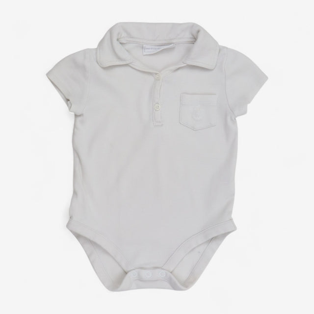 Bodysuit Collared White with Anchor Pocket