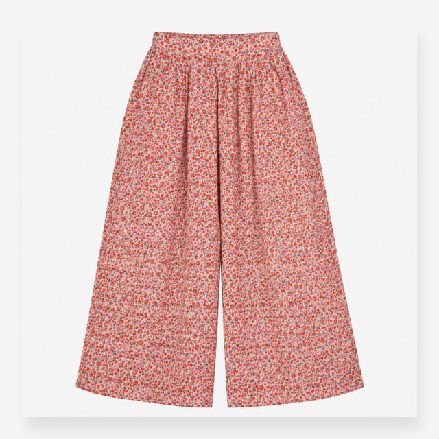 Wide Leg Trousers Floral Print Pleated High Waist