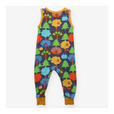 Summer Dungaree with Multi Coloured Trees