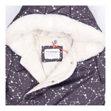 Pramsuit navy blue stars white fur lining