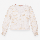 Gold Metallic Polka Dot V-Neck Jersey Top White