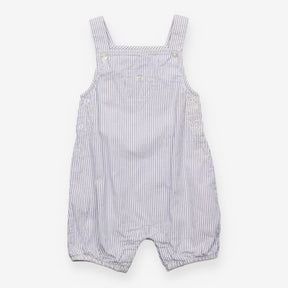 Blue and white stripe dungarees with pocket