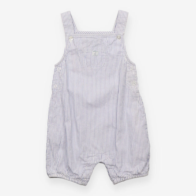 Blue and white stripe dungarees with pocket