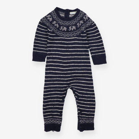 Romper Knit Navy with Elephants