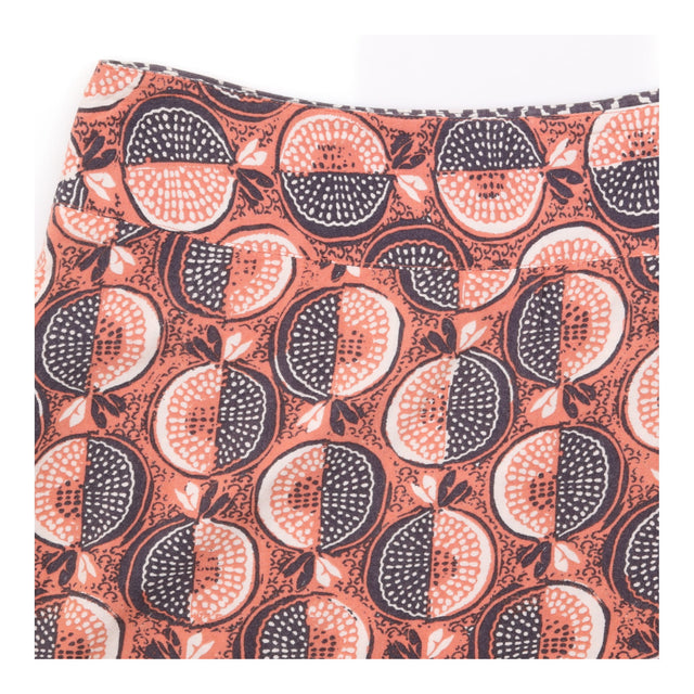 Skirt Orange Navy Fruit Print A-Line Midi