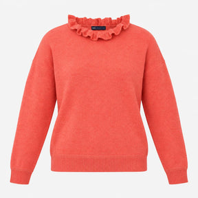 Sunset Pink Wool Blend Ruffle Pie Crust Neck Long 