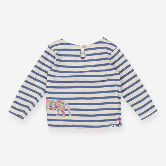Blue Striped Floral Dog Applique
