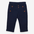 Navy Woven Trousers Faux Pockets