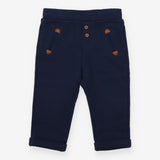 Navy Woven Trousers Faux Pockets