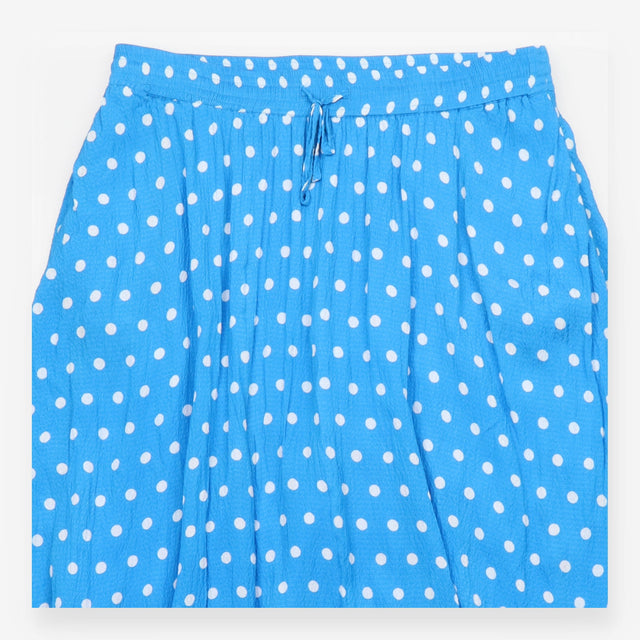 Skirt Bright Blue Polka Dot Midi Elastic Waist