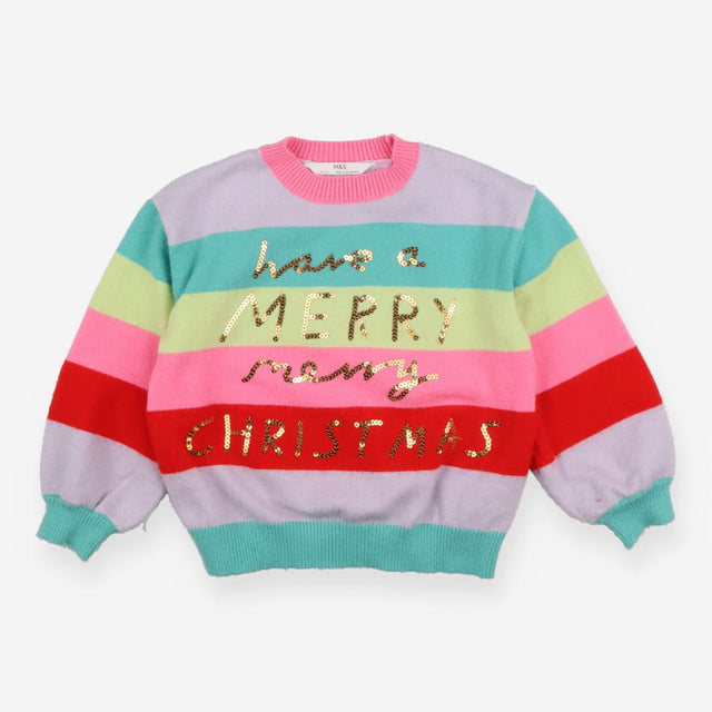 Sweater knit stripe sequin Have a Merry Christmas