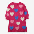 Dress pink knit fluffy hearts