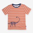 T-shirt pink and white stripe dinosaur fossils