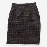 Pure Wool Tweed Pencil Skirt Black Tan