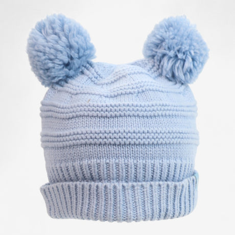 Bobble Hat Blue Knit