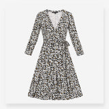 Wrap Dress Navy Floral Print Long Sleeve Midi