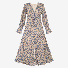 Windly Paisley Long Sleeve Midi Dress
