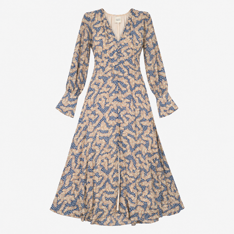 Windly Paisley Long Sleeve Midi Dress