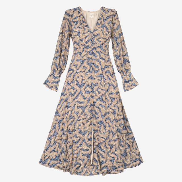 Windly Paisley Long Sleeve Midi Dress